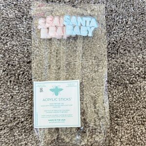 'Santa Baby' Holiday Drink Stirrer Set - Pink & Blue, set of 3